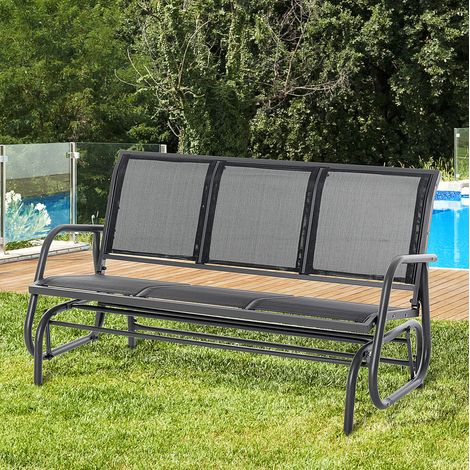 seduta divano 147x75x85 funzione dondolo metallo nero HAVRYA (1/4)