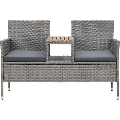 Maison Exclusive - Panca da Giardino 2 Posti con Tavolino 143 cm Polyrattan Grigio (1/5)