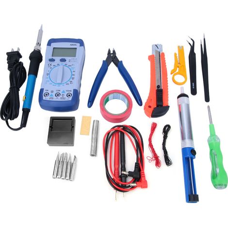 Kit d'outils de soudage électrique à température réglable 21 pièces avec fer à souder et multimètre-AquaForge (1/5)