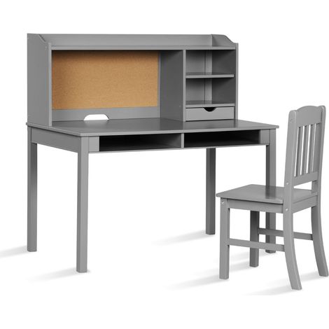 Set scrivania e sedia per bambini 111,5 x 61 x 110,5 cm ampio spazio di archiviazione design moderno in MDF grigio 200011743