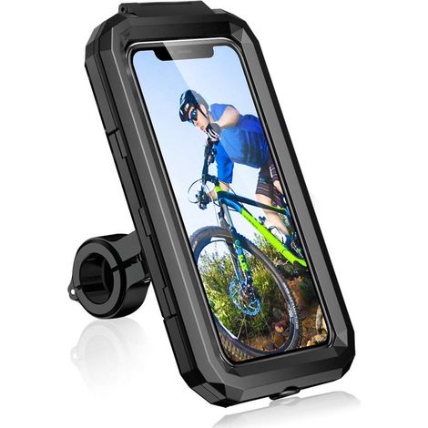 Soporte universal e impermeable para teléfono móvil con rotación de 360° para motocicleta y bicicleta, de 5,5 a 6,8 pulgadas. (1/5)
