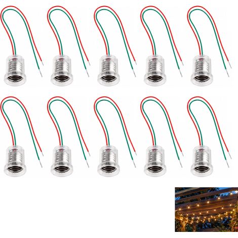 10 Piezas Douille E10 avec Câble, Douille pour Lampe E10, Supports Lampe LED à Visser Câble 20cm, Socle Ampoule Expérimentation Électrique DIY, Lampes Poche Enseignement Home Test Accessoires Montage (1/5)