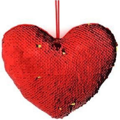 Trade Shop - CUORE PAILLETS BICOLORE 20X16CM APPENDINO IDEA REGALO SAN VALENTINO 2 MODELS - (1/4)