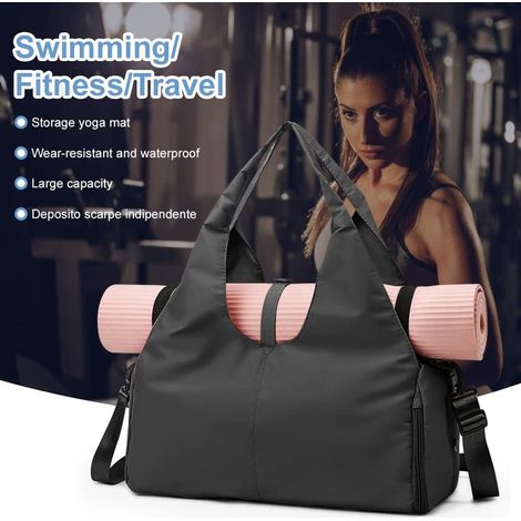 Borsa sportiva e fitness, borsa yoga con scomparto per scarpe e borsa impermeabile, ampia borsa per tappetino da yoga Pilates per uomo e donna (tappetino yoga non incluso) in rosa (1/2)
