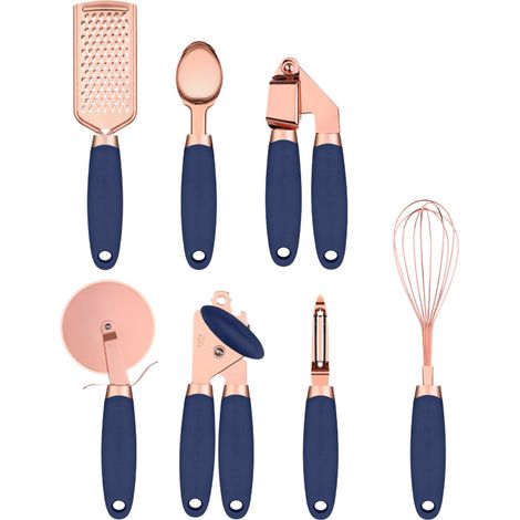 Juego de utensilios de cocina Cooking with Color de 7 piezas, electrodomésticos de acero inoxidable con baño de cobre. (1/5)