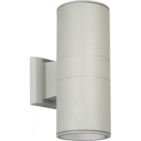 Applique murale extérieure haut/bas 2xE27 argent IP54 (1/5)