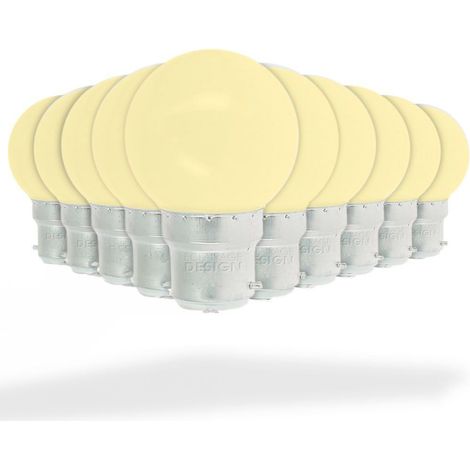 Confezione da 10 lampadine LED B22 per luci decorative da 1W (equivalenti a 20W) di colore giallo.