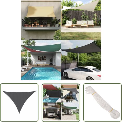 The Living Store Voile de parasol tissu oxford triangulaire 3,5x3,5x4,9 m - Parapluie - Voile Solaire - Parasol Extérieur - Protection Solaire - Abri Jardin (1/5)