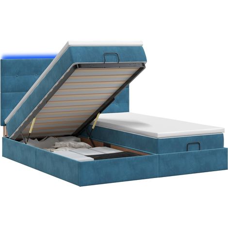 Maison Exclusive - Letto Ottomano con Materasso e LED Blu scuro 200 x 200 cm (1/5)
