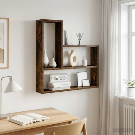 vidaXL Estante de pared Roble Ahumado 60 x 11 x 60 cm (1/5)