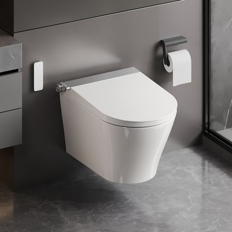 Toilette intelligente suspendue monobloc, en céramique blanche moderne DeerValley