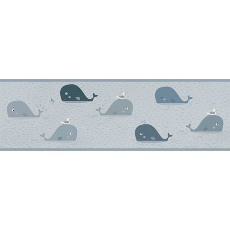 Frise murale pour enfant avec des baleines Frise murale pour une déco marine Frise murale idéale pour une chambre de bébé (1/4)