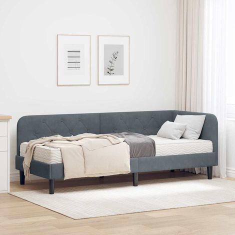 Eckbettgestell Dunkelgrau 80 x 200 cm Samt