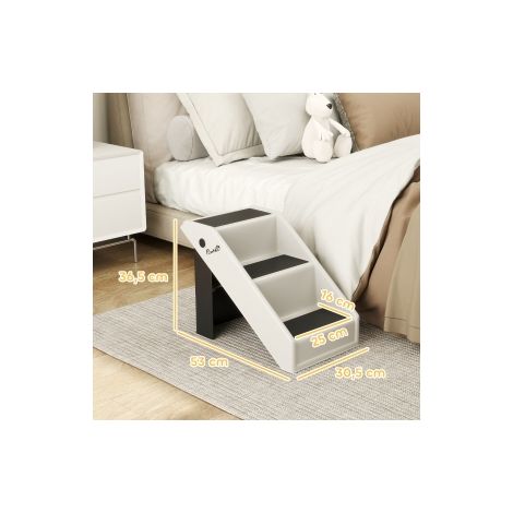 Escalier pour chien 3 marches 36,5 cm de haut, escalier pour animaux pour petits chiens, pliable pour lit, canapé, voiture, blanc crème (1/5)