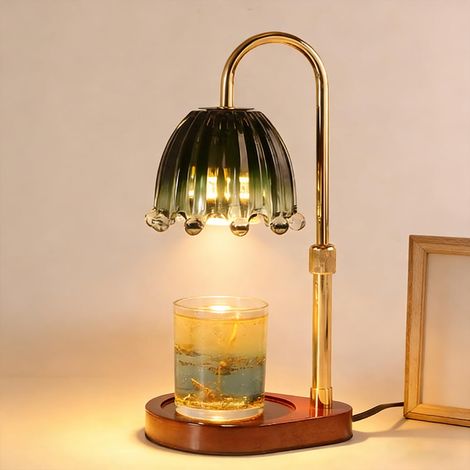 Chauffe-bougie électrique avec minuterie et 2 ampoules - Hauteur réglable - Pour anniversaire, Saint-Valentin, femme - Vert (1/5)