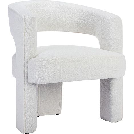 Fauteuil en tissu bouclette blanc FONTANOVA (1/5)