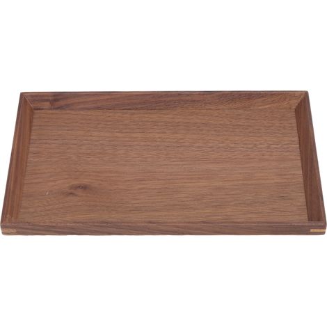 Plateau en noyer noir, style simple et élégant, idéal pour servir thé, fruits, fromage, vin ou repas. Petit format rectangulaire. (1/5)