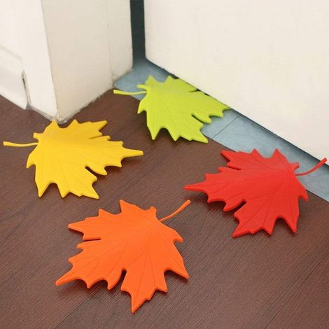 Stop Porte Feuille D'érable - ABS - Pour Portes Intérieures Bain Bureau Balcon - Protection Doigts Enfants - 4 Pièces (1/5)