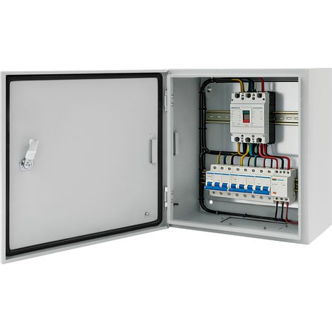40x40x20cm Boîtier électrique d'extérieur gris clair, boîtier de distribution mural IP65, boîtier de raccordement électrique verrouillable à clé, Electricité (1/5)