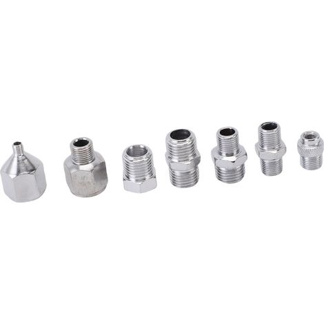 Kit de 7 adaptateurs pour aérographe en acier inoxydable avec raccords à déconnexion rapide pour compresseur (1/5)