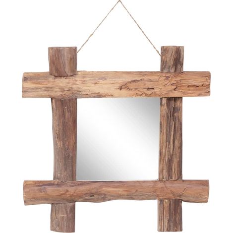 Espejo de troncos de madera reciclada de teca natural 50x50 cm vidaXL (1/5)