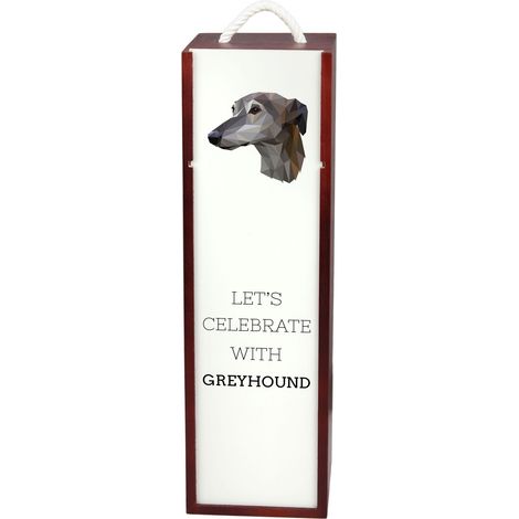Galgo, galgo inglés: caja de vino geométrica con foto e inscripción de Art-Dog (1/5)