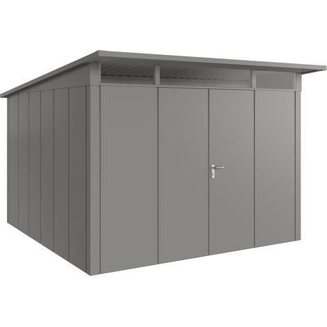 Hörmann Metall-Gerätehaus "Juno" mit Pultdach, JPD14 - Design, 310 x 310 cm (B x T), graualuminium, 2-flüglige Tür (1/5)