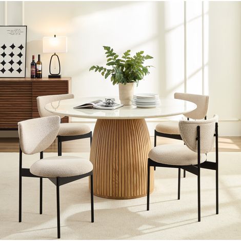 MEUBLIV Lot de 2 chaises de salle à manger 78x60x56 cm beige – style scandinave (1/5)