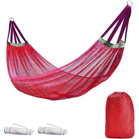 Amaca 260 x 130 cm, completa di corde di fissaggio e borsa per il trasporto. Amaca da campeggio portatile. Sedia sospesa in poliestere traspirante per il giardino. (1/5)