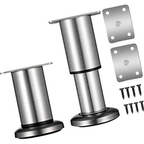 Pieds de meubles ronds réglables, 15 cm, acier, capacité de charge de 250 kg, adaptés aux canapés, tables, armoires, lits, etc., disponibles en différentes couleurs, de 8 à 12 cm. (1/5)