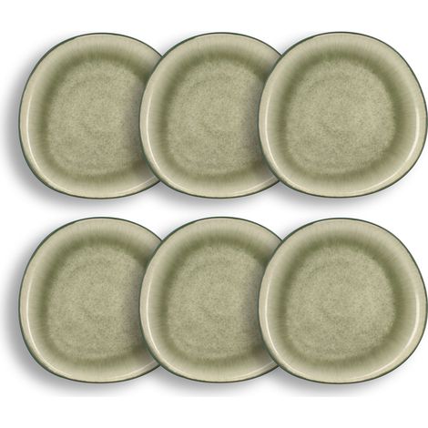 Lot de 6 assiettes plates 27,5cm en grès, OLI (1/3)