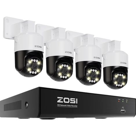 Système de Caméra de Sécurité, Détection IA, Audio Bidirectionnel, 5MP 4pcs Cams PTZ, Aucun (1/2)