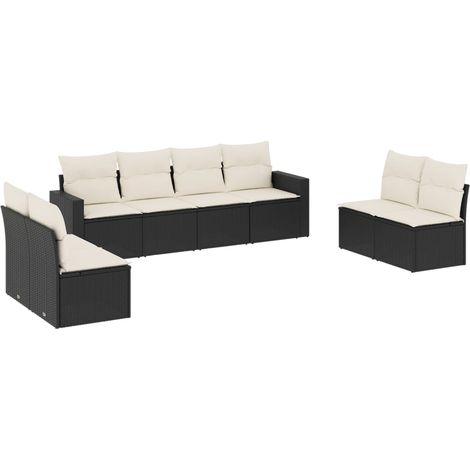 Set Divani da Giardino con Cuscini 8 pz Nero in Polyrattan vidaXL (1/3)