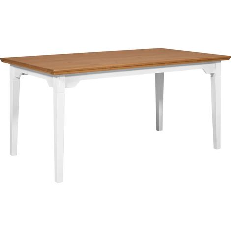 Tavolo da Pranzo Bianco Rovere 160x90x76,5 cm in Legno Massello (1/5)