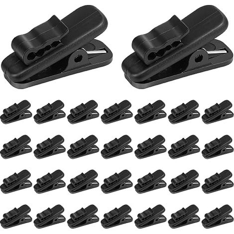 Lot de clips de câble en plastique noir pour casque - Pivotant à 360 ° - Clips pour câbles ronds plats de 5 mm (1/4)
