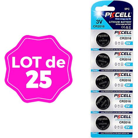 25 Stück Knopfzellen CR2016 3V 75mAh Lithium PKCell