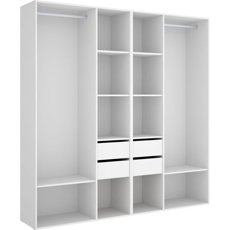 DEKIT - CONJUNTO VESTIDOR CON CUATRO CAJONES Y TRASERA REVERSIBLE - 205 x 196 x 45 cm - BLANCO / NATURAL