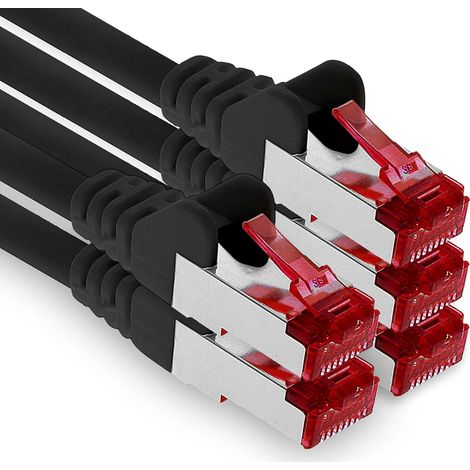 2m CAT6 Câble réseau LAN RJ45 1000 Mbit, 5 pièces - noir (1/5)