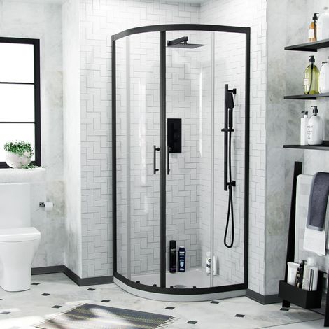 Saturn 800 x 800 Black Quadrant Corner Shower Enclosure (1/5)