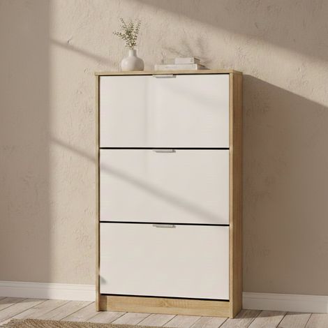 Zapatero Varna, Mueble Guardazapatos 6 Estantes, 6 Compartimentos, 3 Puertas, 67x28x119h cm Marrón Roble (1/5)