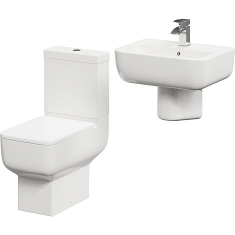 Wholesale Domestic Tacoma 550mm Semi Pedestal Basin and Open Back Toilet Suite (1/5)