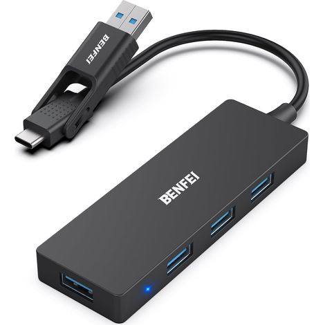 Hub USB 3.0, Hub USB Type-A/Type-C 2-en-1 avec 4 Ports USB 3.0 Compatible pour MacBook, Mac Pro, Mac Mini, iMac, Surface Pro, XPS, PC, Clé USB, Disque Dur Mobile (1/5)