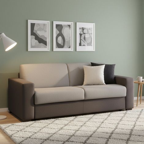 Talamo Italia Canapé Aleida, Canapé 2 places, 100% Made in Italy, Canapé de salon à ouverture pivotante, en tissu matelassé, avec accoudoirs standards, Cm 180x95h90, Gris et Anthracite, avec emballage (1/5)