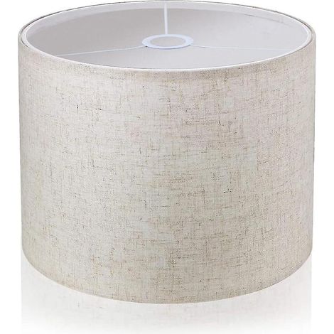 housse En Lin Blanc Cass - 22x17cm-abat-jour Rond Pour Lampes (1/5)