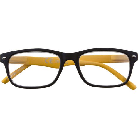 occhiali da lettura con montatura in policarbonato nero e giallo sistema flex per presbiopia semplice - Diottrie + 1.5