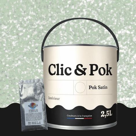 Peinture Effet Pailleté pour Murs & Plafonds - POK PAILLETTE - 2,5L - Vert Bord de Mer