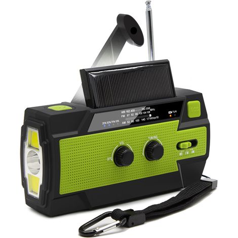 Radio d'urgence portable à énergie solaire - Kit de survie - Radio de survie portable - 4000 mAh - Batterie externe solaire - Radio technique - Lampe torche (1/4)