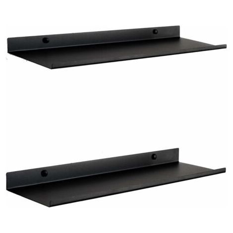 Etagere Murale Flottante Noire Set 2 Tablette Murale Metallique 50 cm, Fixation Invisible pour Livres, Objets, Deco Murale Etagere Salle de Bain, Salon, Cuisine, Chambre ou Etagere Bureau