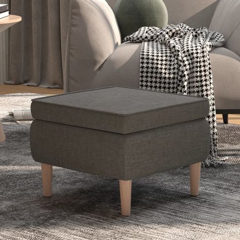 Repose-pied, Tabouret Bas Pouf, Tabouret avec pieds pour Salon ou Chambre en bois Gris foncé Tissu HAV3943 (1/5)