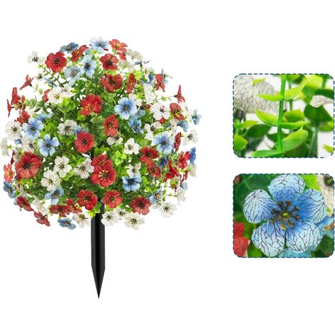 Plantes en pot avec piquets de sol, fausses feuilles d'eucalyptus violettes, arbustes artificiels, arbres à feuilles persistantes, 2 pièces (1/5)